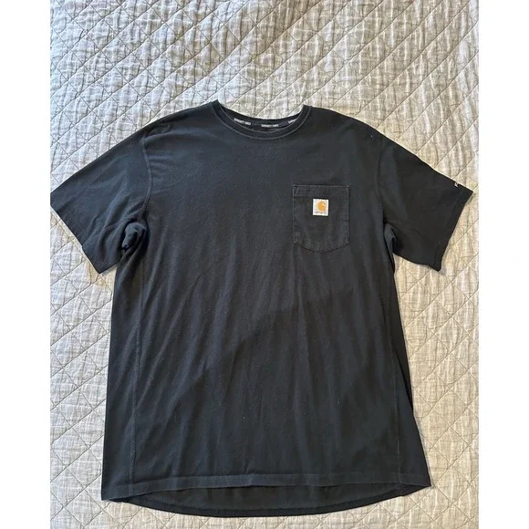 Carhartt Men's Heavyweight Relaxed Fit Short-Sleeve Black Pocket T-Shirt Sz L - Picture 1 of 7